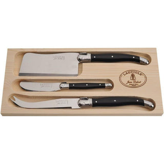 Jean Dubost Laguiole 3 Pc Cheese Set with Cleaver, Knife, Spreader Knives - Picayune Cellars & Mercantile