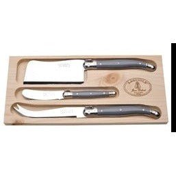 Jean Dubost Laguiole 3 Pc Cheese Set with Cleaver, Knife, Spreader Knives - Picayune Cellars & Mercantile