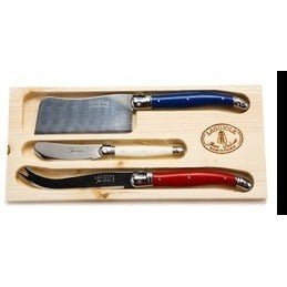 Jean Dubost Laguiole 3 Pc Cheese Set with Cleaver, Knife, Spreader Knives - Picayune Cellars & Mercantile