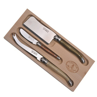 Jean Dubost Laguiole 3 Pc Cheese Set with Cleaver, Knife, Spreader Knives - Picayune Cellars & Mercantile