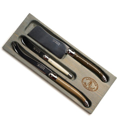 Jean Dubost Laguiole 3 Pc Cheese Set with Cleaver, Knife, Spreader