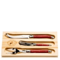 Jean Dubost Laguiole Cheese Service 3 Piece Set with Fork, Knife, Spreader Knives - Picayune Cellars & Mercantile