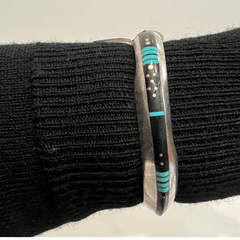 Jim Harrison Silver & Multi-stone Navajo Inlay Night Scene Bracelet