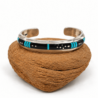 Jim Harrison Silver & Multi-stone Navajo Inlay Night Scene Cuff Bracelet Bracelets - Picayune Cellars & Mercantile