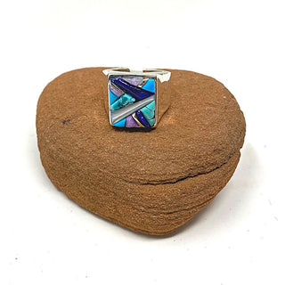 John Yazzie Multi - stone Square Ring Rings - Picayune Cellars & Mercantile