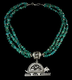 Joseph Coriz Carico Lake Turquoise Turtle Necklace