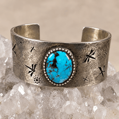 Kee Yazzie Dragonfly Cuff with Morenci Turquoise