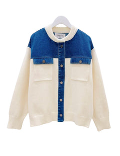Knit & Denim Bomber Jacket