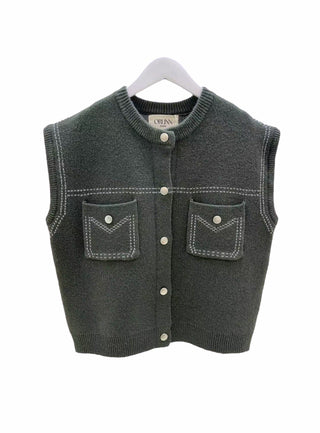 Knit Snap-front Sweater Vest Women's Apparel - Picayune Cellars & Mercantile