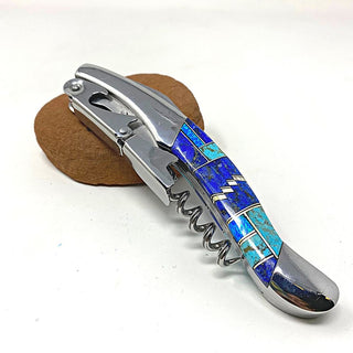 Lapis and Turquoise Inlay Corkscrew Wine Accessories - Picayune Cellars & Mercantile