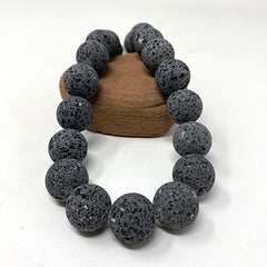 Large Lava Bead and Sterling Silver Necklace
