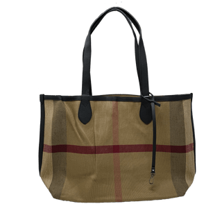 Large Plaid & Leather Tote - 6992 Purses - Picayune Cellars & Mercantile