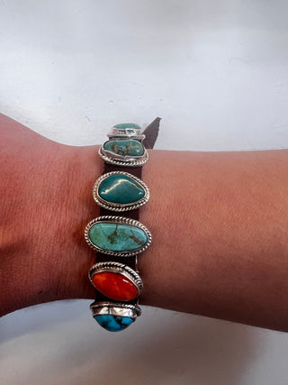 Leather Band Multi - Stone Bracelet Bracelets - Picayune Cellars & Mercantile