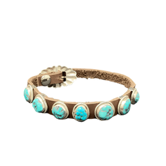 Leather Bracelet with Turquoise and Spiny Oyster