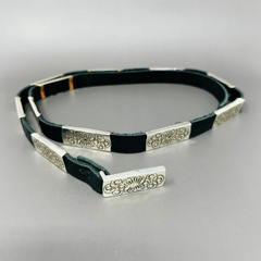 Leather & Stamped Silver Hat Band