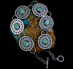 Leonard Nez Carico Lake Turquoise Link Bracelet