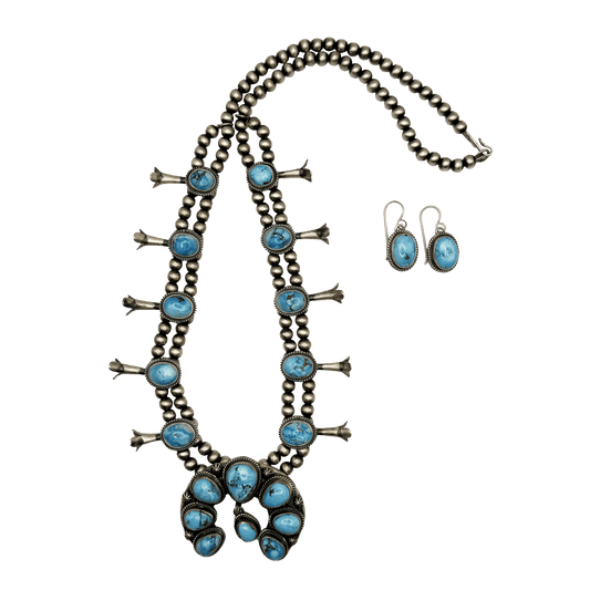 Light Blue Turquoise Naja & Squash Blossom Necklace & Earrings Pendants/Necklaces - Picayune Cellars & Mercantile