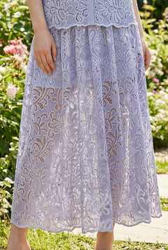 Lila - Eyelet Lace-Embroidered Skirt