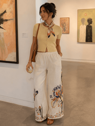 Linen Flowy Print Pants Women's Apparel - Picayune Cellars & Mercantile