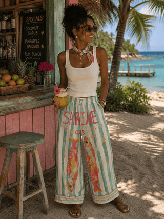 Linen Flowy Print Pants Women's Apparel - Picayune Cellars & Mercantile