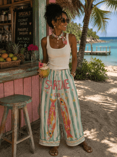 Linen Flowy Print Pants
