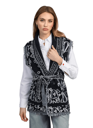 Long Knit Bandana Wrap Vest Women's Apparel - Picayune Cellars & Mercantile