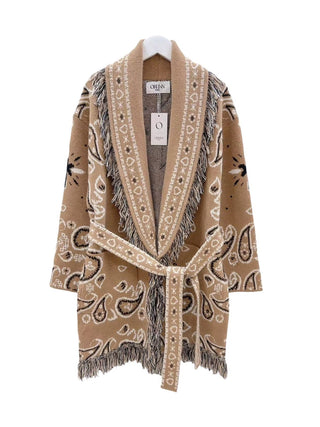 Long Paisley Cardigan with Fringes Women's Apparel - Picayune Cellars & Mercantile