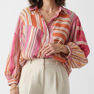 Long - sleeved Geometric Blouse Women's Apparel - Picayune Cellars & Mercantile