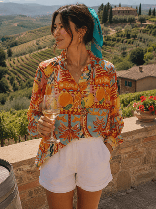 Long-Sleeved Ruffle Collar Button-up Shirt Women's Apparel - Picayune Cellars & Mercantile