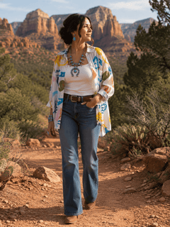 Loose Button-up Three Quarter-Sleeved Blouse