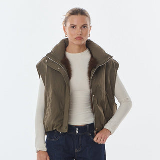 Lyora - Cropped Fur-lined Vest Women's Apparel - Picayune Cellars & Mercantile