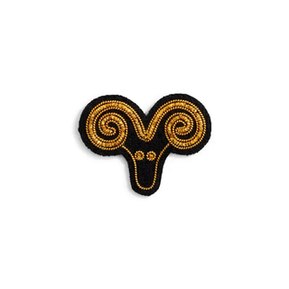 Macon & Lesquoy "Aries" ZodiacEmbroidered Brooch Brooches & Cufflinks - Picayune Cellars & Mercantile