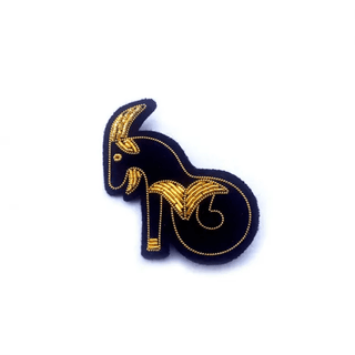 Macon & Lesquoy "Capricorn" Zodiac Embroidered Brooch Brooches & Cufflinks - Picayune Cellars & Mercantile