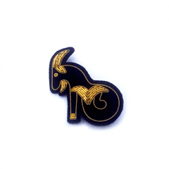Macon & Lesquoy Capricorn Zodiac Embroidered Brooch