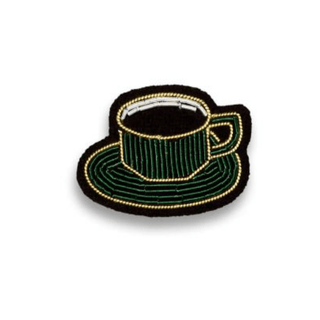 Macon & Lesquoy "Cup of Coffee" Embroidered Brooch Brooches & Cufflinks - Picayune Cellars & Mercantile