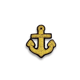 Macon & Lesquoy "Gold Anchor" Embroidered Brooch Brooches & Cufflinks - Picayune Cellars & Mercantile