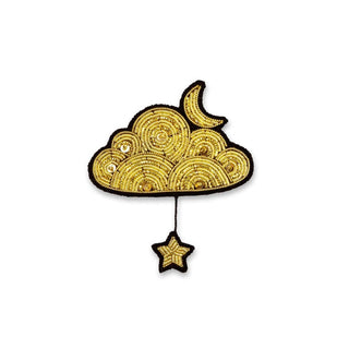 Macon & Lesquoy "Gold Cloud and Star" Embroidered Brooch Brooches & Cufflinks - Picayune Cellars & Mercantile