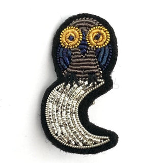 Macon & Lesquoy "Midnight Owl" Embroidered Brooch Brooches & Cufflinks - Picayune Cellars & Mercantile