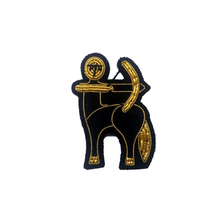 Macon & Lesquoy "Sagittarius" Zodiac Embroidered Brooch Brooches & Cufflinks - Picayune Cellars & Mercantile