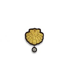 Macon & Lesquoy Scallop with Pearl Embroidered Brooch