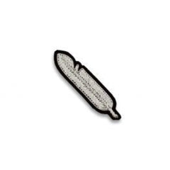 Macon & Lesquoy Silver Feather Embroidered Brooch
