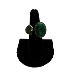 Malachite Double Stone Adjustable Ring