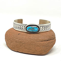 Marian Nez Thin Red Mountain Turquoise Cuff Bracelet