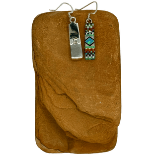 Micro Inlay Thin Rectangular Earrings Earrings - Picayune Cellars & Mercantile