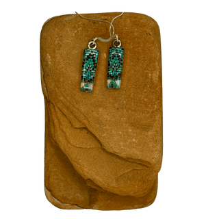 Micro Inlay Thin Rectangular Earrings Earrings - Picayune Cellars & Mercantile