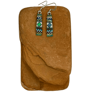 Micro Inlay Thin Rectangular Earrings Earrings - Picayune Cellars & Mercantile