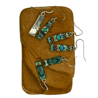 Micro Inlay Thin Rectangular Earrings Earrings - Picayune Cellars & Mercantile