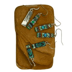 Micro Inlay Thin Rectangular Earrings