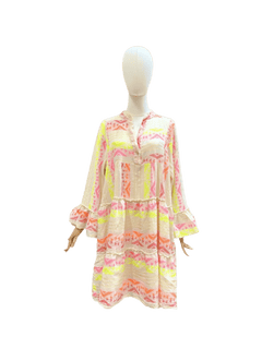 Multi-colored Short-Sleeved Dress