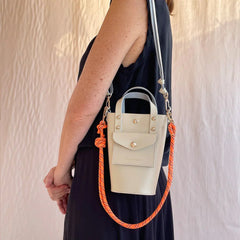 Nono Leather Bucket Bag with Contrast Shoulder Strap